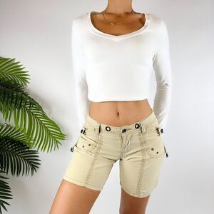 Women's Vintage Y2K Low Rise Indie Grunge Gorpcore Bermuda Cargo Shorts / Sz: 1